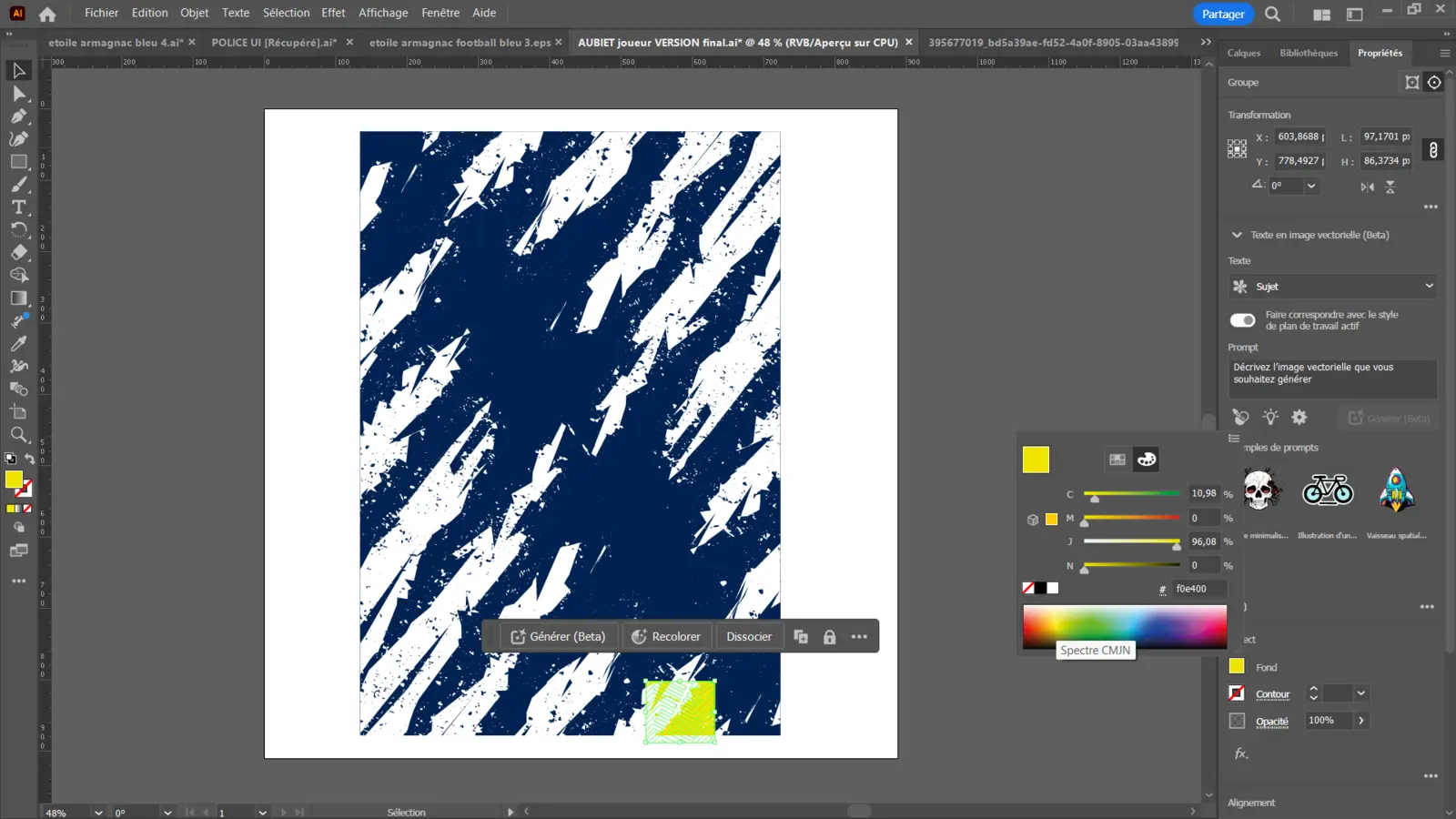 Création d'un motif bleu et blanc dans Adobe Illustrator
